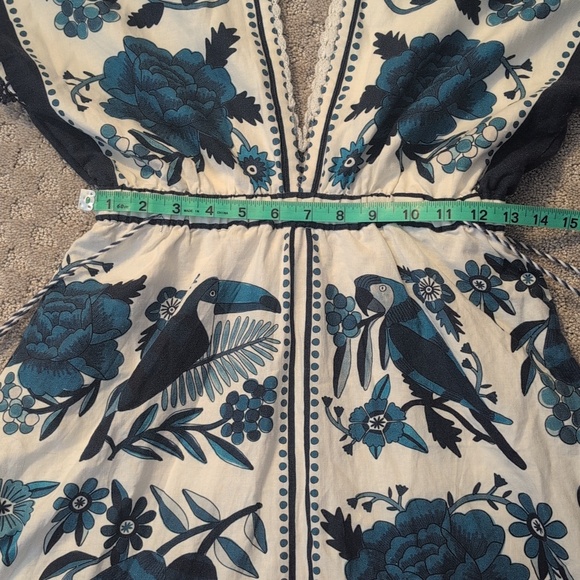 Farm Rio Linen Blend Blue And White Sundress - Picture 2 of 11